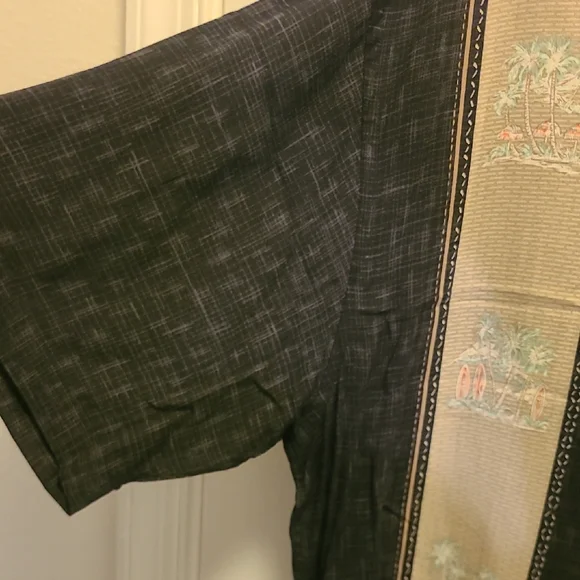 Campia Men’s XL Black Tan Panel Button Up Shirt Resort Style - Picture 5 of 7